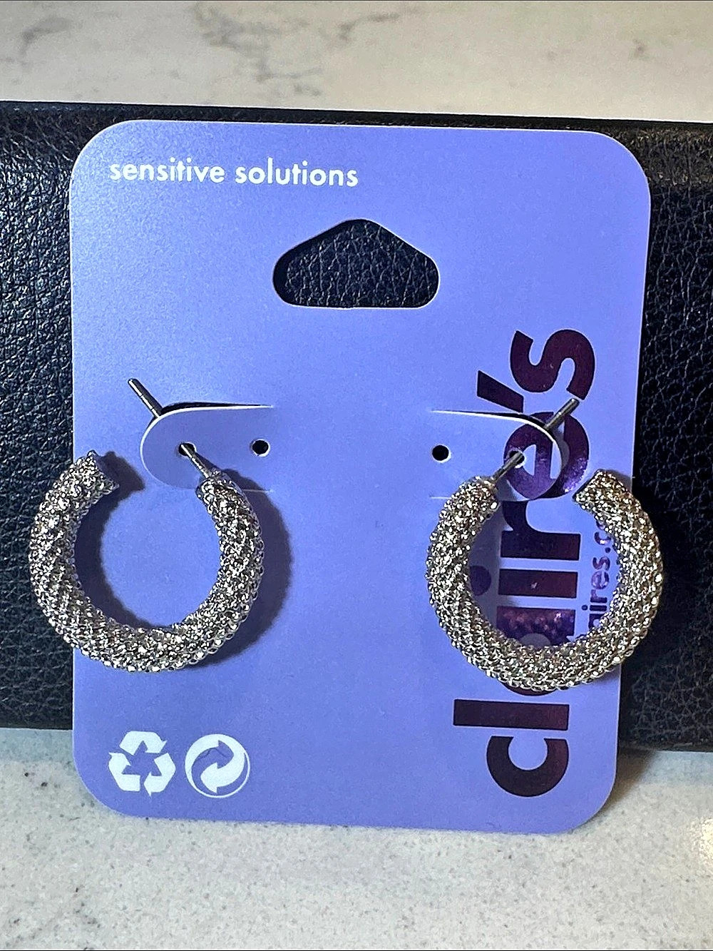 Claire's Textured Hoop Earrings in Silver NWT